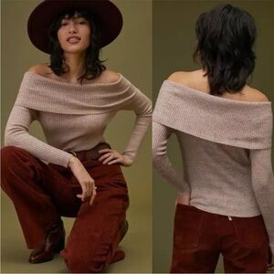 Anthropologie Off-The-Shoulder Maeve Cashmere Sweater Size XS $260